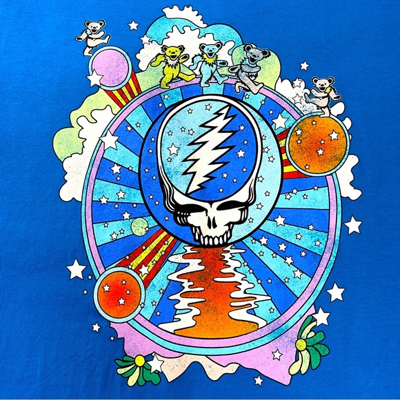 Grateful Dead Tee Lightning Skull In The Clouds Dancing Bears T-Shirt Mens Sz M - Picture 2 of 8
